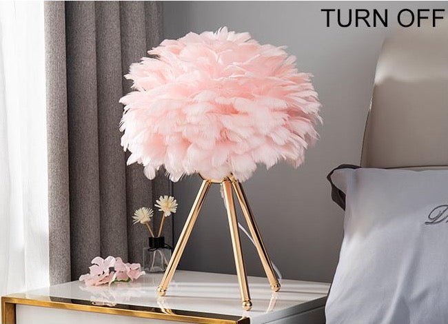 Pink feather store lamp home goods